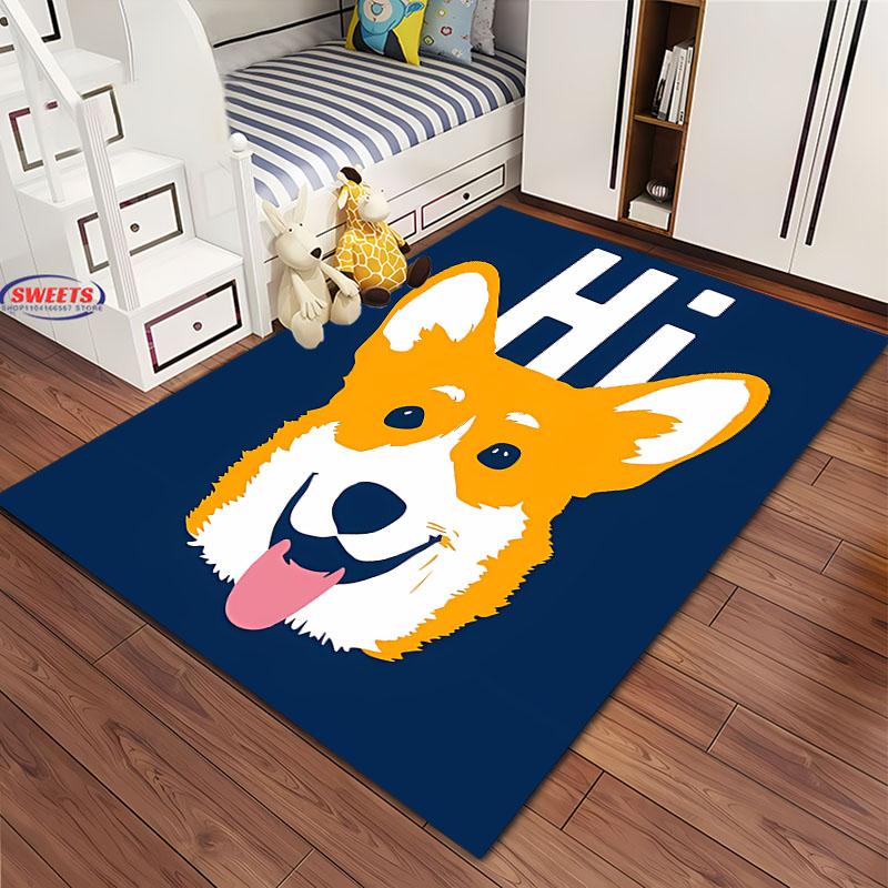 Zvířecí téma Roztomilý pes Velkoplošný koberec pro domácí obývací pokoj Dětská ložnice Pohovka Vstupní rohožka Kuchyňská podlahová rohož Protiskluzová Dekorační rohož