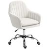 Velvet Feel Office Chair With Adjustable Height And Wheels Cream White