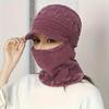 Coral Fleece Scarf And Hat Set Soft Knitted Scarf Balaclava Hat Woolen Hat  Outdoor
