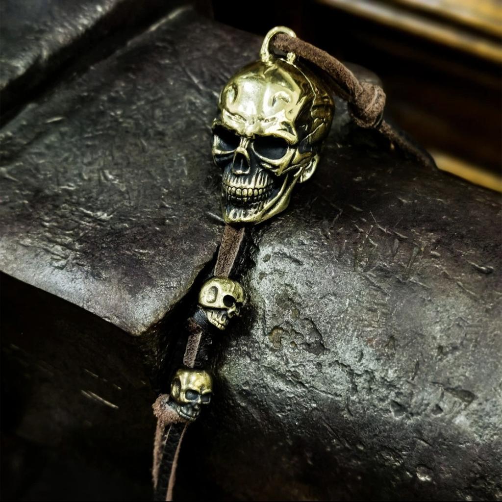 Motorcycle Rear View Mirror Decoration Skull Themed Bells Keychain Hangings Accessory Suitable For Good Luck Safe Riding