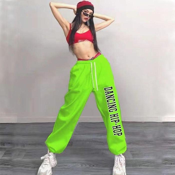 Women Oversize Sports Pants Female Loose Casual Hip Hop Pants Retro Print Jazz Street Dance Long Pants