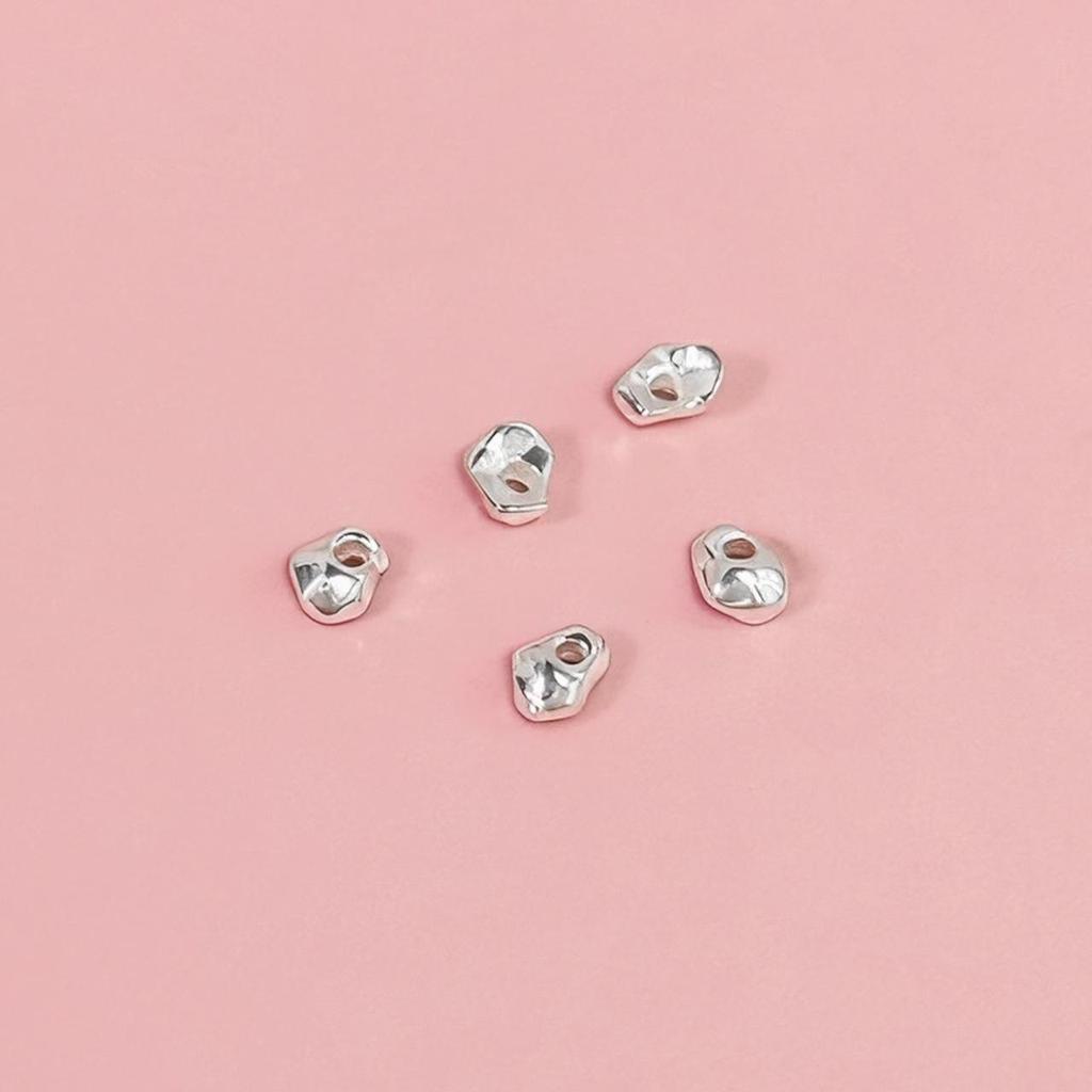 S925 Sterling Silver Hammered Irregular Spacer Beads for DIY Jewelry Making