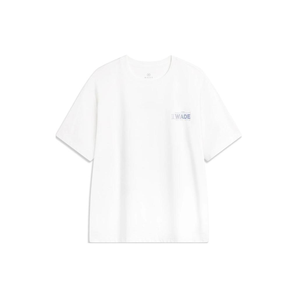 Li-Ning Wade Series Alphabet Print Crew Neck Pullover Comfortable Loose Short Sleeve Drop Shoulder T-Shirt Men Tops White AHSU363-4