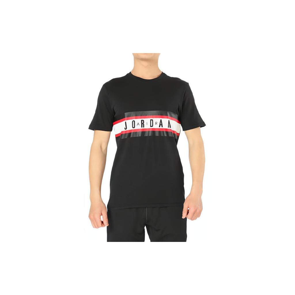 Jordan T Shirts Men's Black Crew Neck Moderate Straight Fit 939619-010