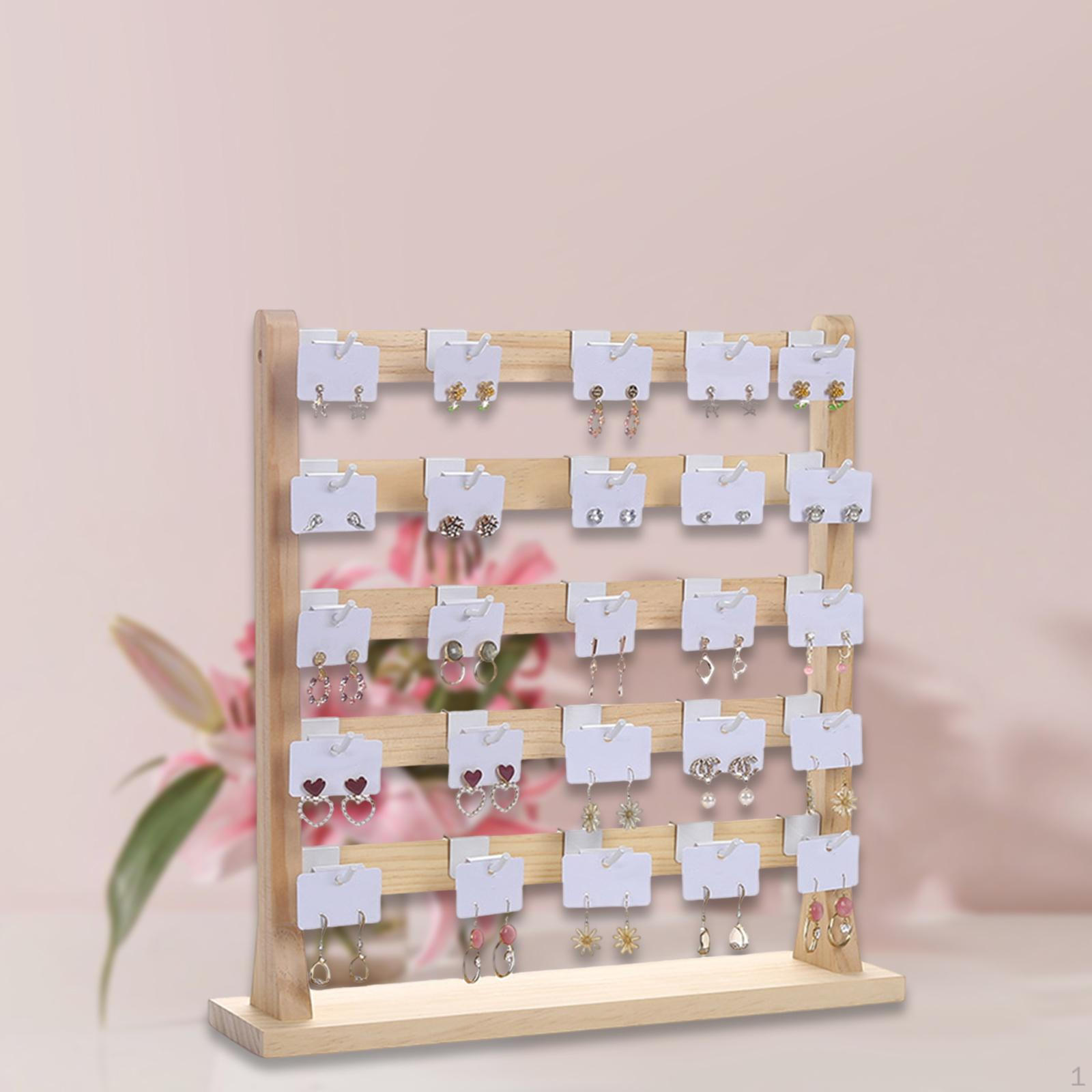 

Элегантная деревянная подставка для украшений со сменными крючками 5 Tier