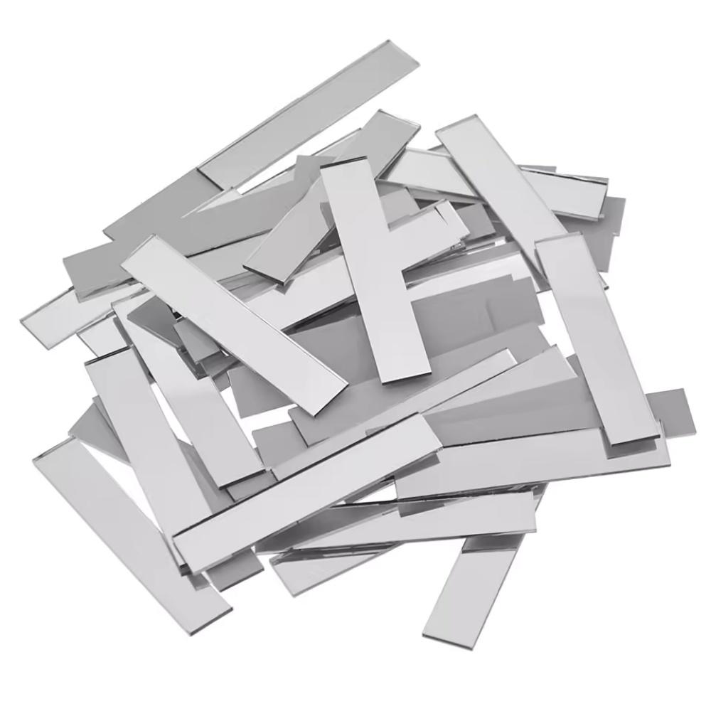 100pcs Pieces of Rectangular Mirror Wall Stickers Self-adhesive Handmade DIY Plastic Material Decorative Mirror Stickers