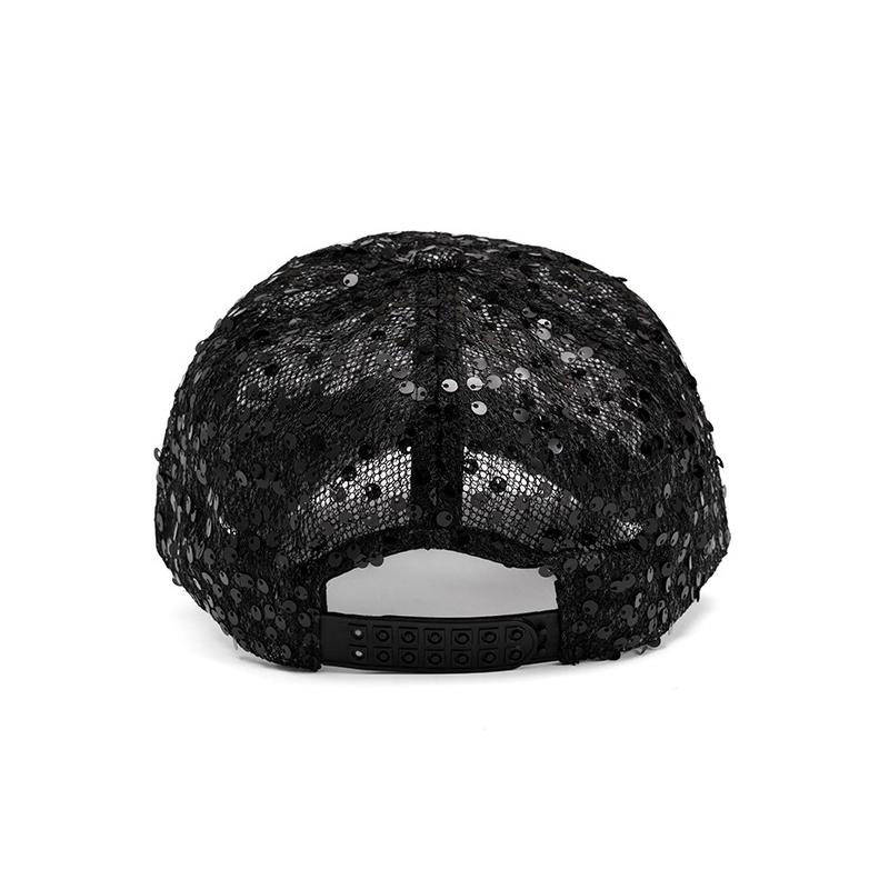 Boné de Beisebol de Lantejoulas Feminino Verão Boné de Malha Respirável Chapéu de Sol para Exterior