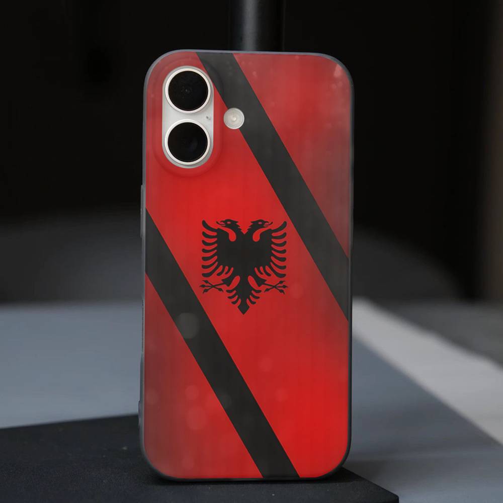 Albania Flag Eagle Logo Soft Corrugated Transparent Phone Case For IPhone 17 15 16 11 12 13 14 Pro Max Plus Pro