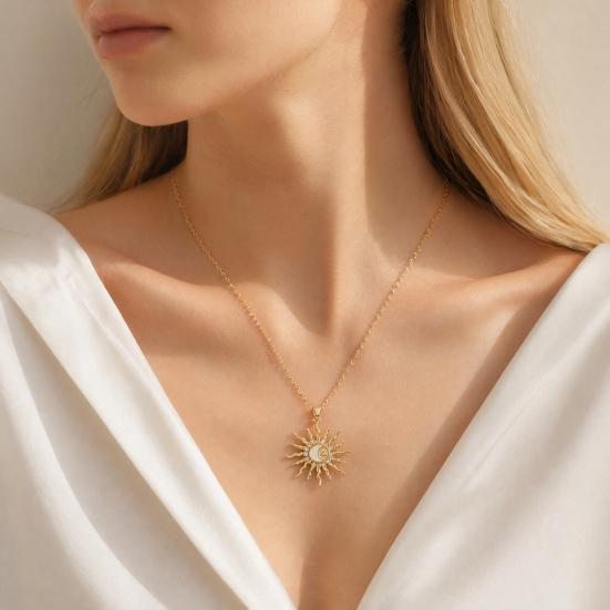 Yousheng Gold Plated Sun Necklace for Women, Sun Moon Pendant Necklace, Jewelry Gifts for Teens Girls, Friends