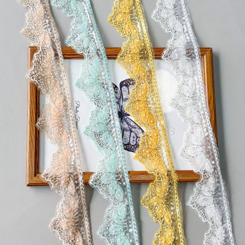 7.5Cm Water Soluble Lace Bead Sequins Clothing Skirt Dress Cuffs Ethnic Style Decorative Lace