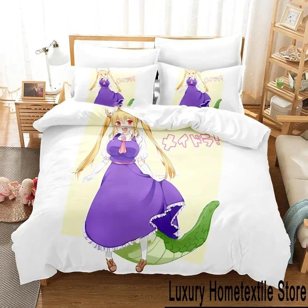 Anime Miss Kobayashi's Dragon Maid Bedding Set Duvet Cover Bed Set Quilt Cover Pillowcase Comforter King Queen Size Boys Adult