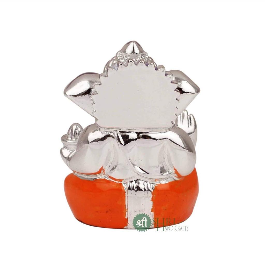 Idol Sculptură Statuie Zeu Ganesha din Argint Sculptat Manual, Rășină, pentru Decor Acasă și Birou și Cadouri