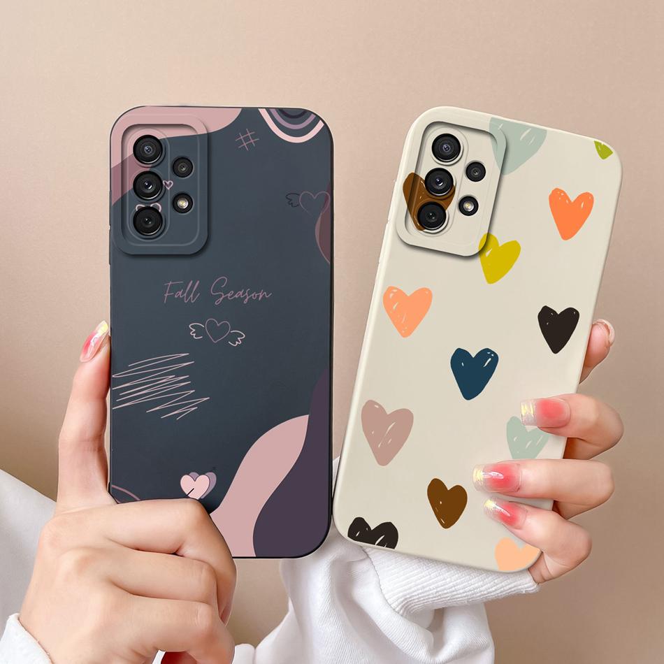 For Samsung Galaxy A72 Phone Case Love Heart Soft Liquid Silicone Camera Protection Back Cover For Samsung A 72 4G 5G Funda Capa