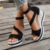 Comemore Women's Platform Sandals Big Size Wedges High Heels Shoes for Women Gladiator Casual Peep Toe Black Sandalias Femininos