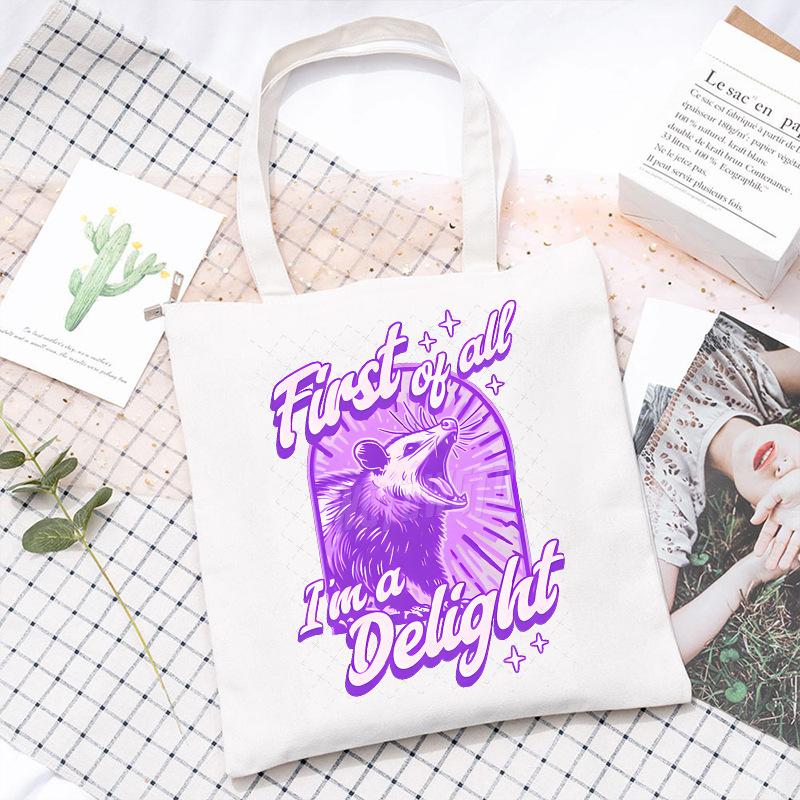 Canvas Bag Niche Cartoon Raccoon Tote Bag Commuter Portable Student Women'S Fashion Shoulder Bag