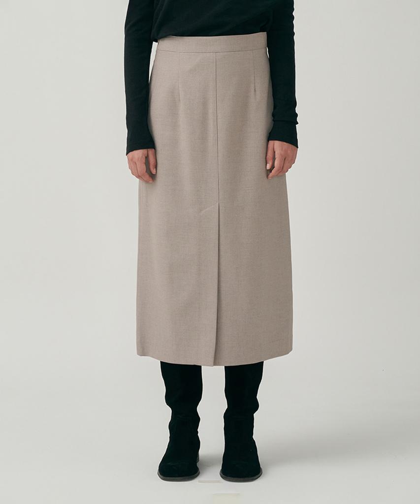 MOTT Autumn Wool Basic Slit Skirt - Oatmeal