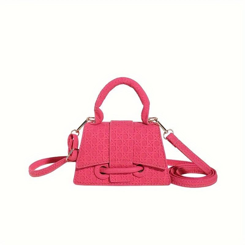 Woven Pattern Mini Handbag Women Solid Color Crossbody Bag Fashion Top Handle Square Purse
