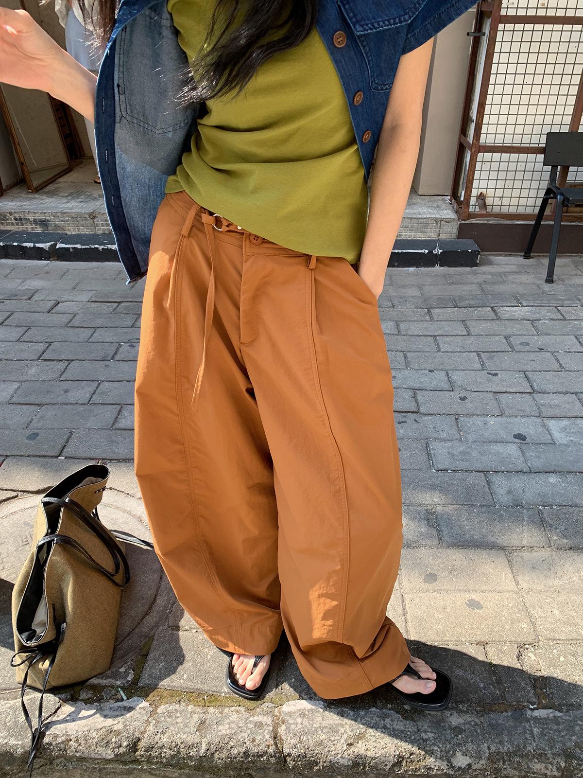 [9hour] Women s Wide-Leg Pleated Drawstring Pants - Spring/Summer 2026, Loose Casual Fit (cx8987) Large