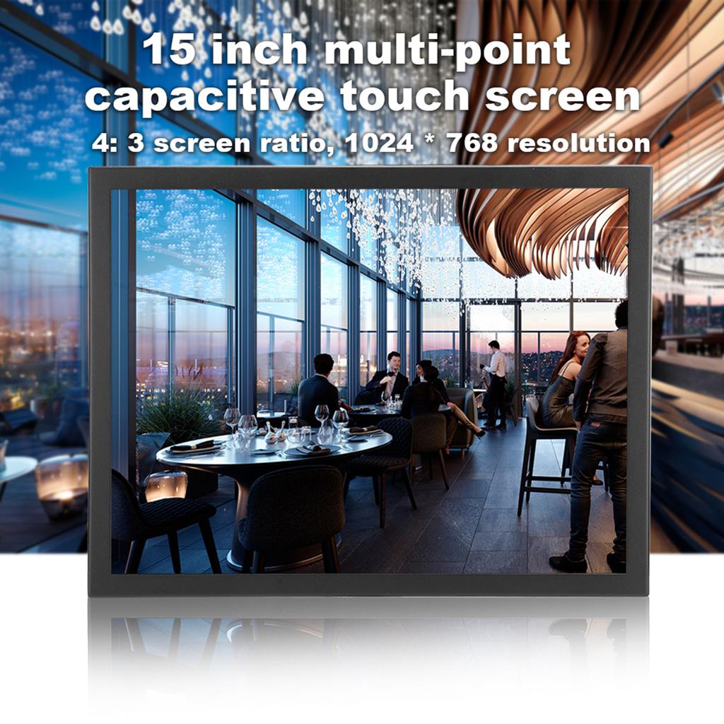 15 Inches Multi Point Capacitive Touch Screen 4:3 1024 x 768 Industrial Monitor