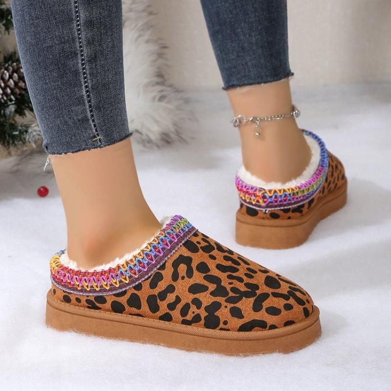 Winter New Large Size Velvet Thickened Warm Thick-soled Snow Boots Muffin Bottom Heel-less Cotton Shoes Women