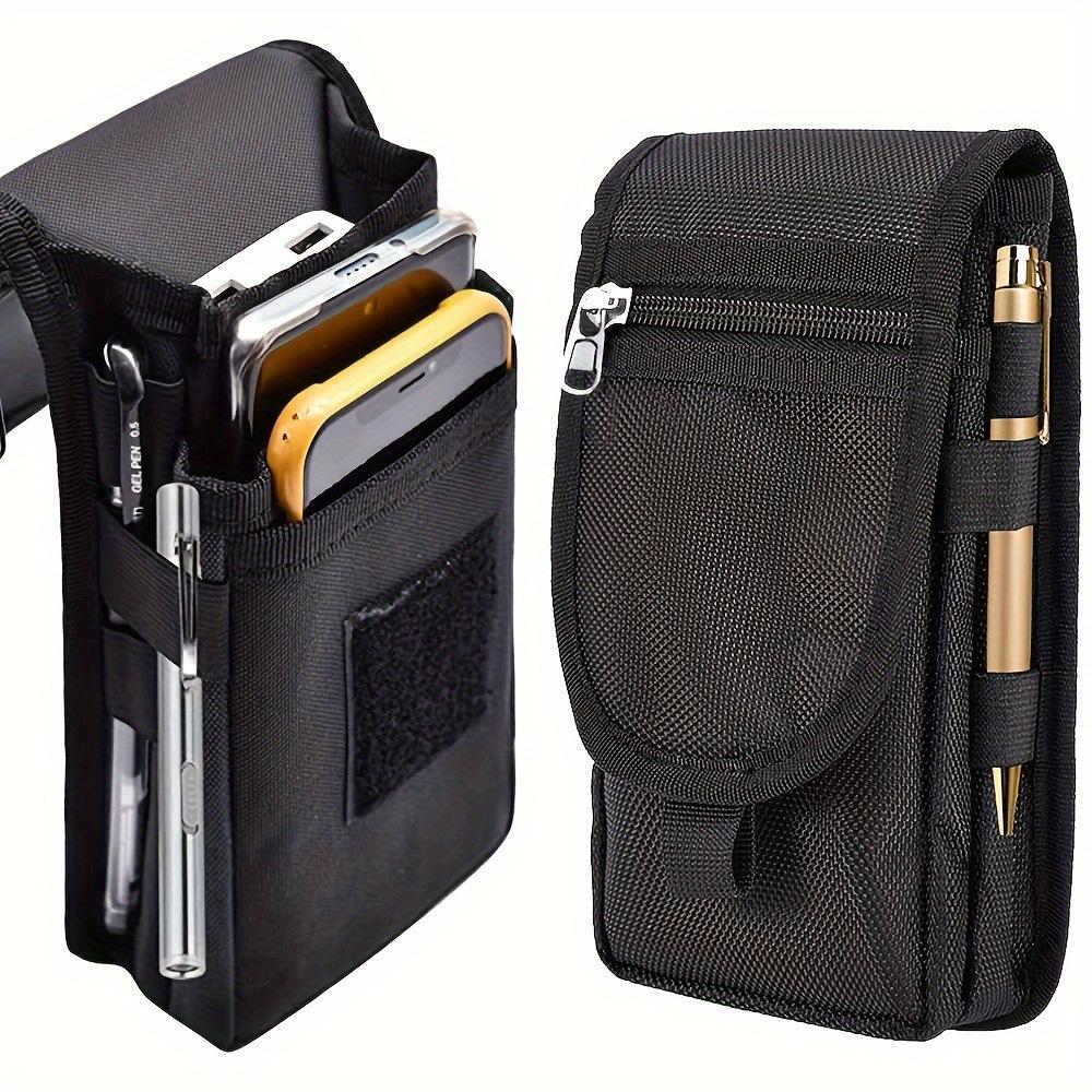 Portable 3-Compartment Layered Storage Bag Outdoor Phone Waist Pack 6.3-Inch Casual Nylon Durable Belt Bag