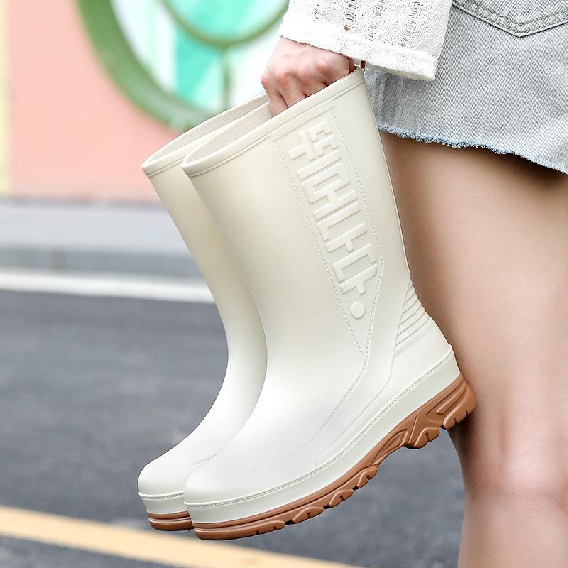 Winter Warm Women's Rain Shoes Urban Middle Tube Trend Women's Water Shoes Rainy Day Mother Waterproof Boots Rubber Shoes Rain Boots