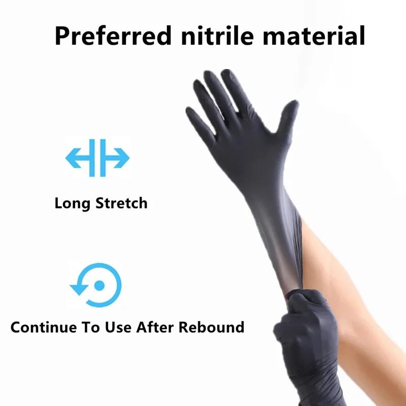 Disposable Nitrile Gloves Black Powder Free Rubber Gloves Food Service Cleaning Household Pet Car Repair Work Mechanical Gloves