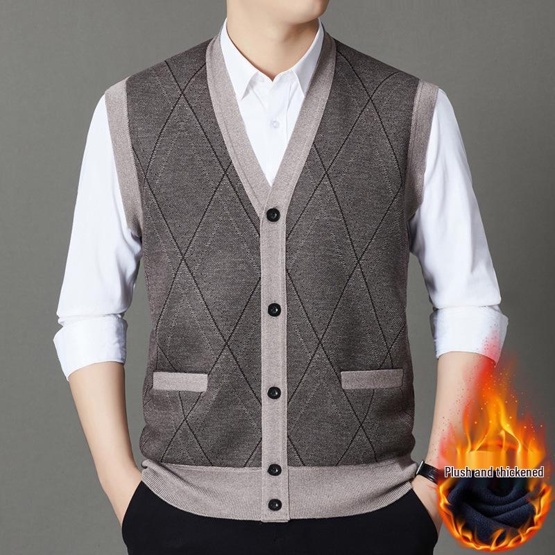 Gilet Cardigan a Maglia da Uomo Slim Fit - Strato Interno Caldo per Autunno/Inverno