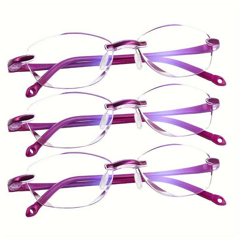 2PCS Vintage Style Rimless Reading Glasses - Rectangular Frame Blue Light Blocking Anti-Fatigue Unisex Lightweight PC