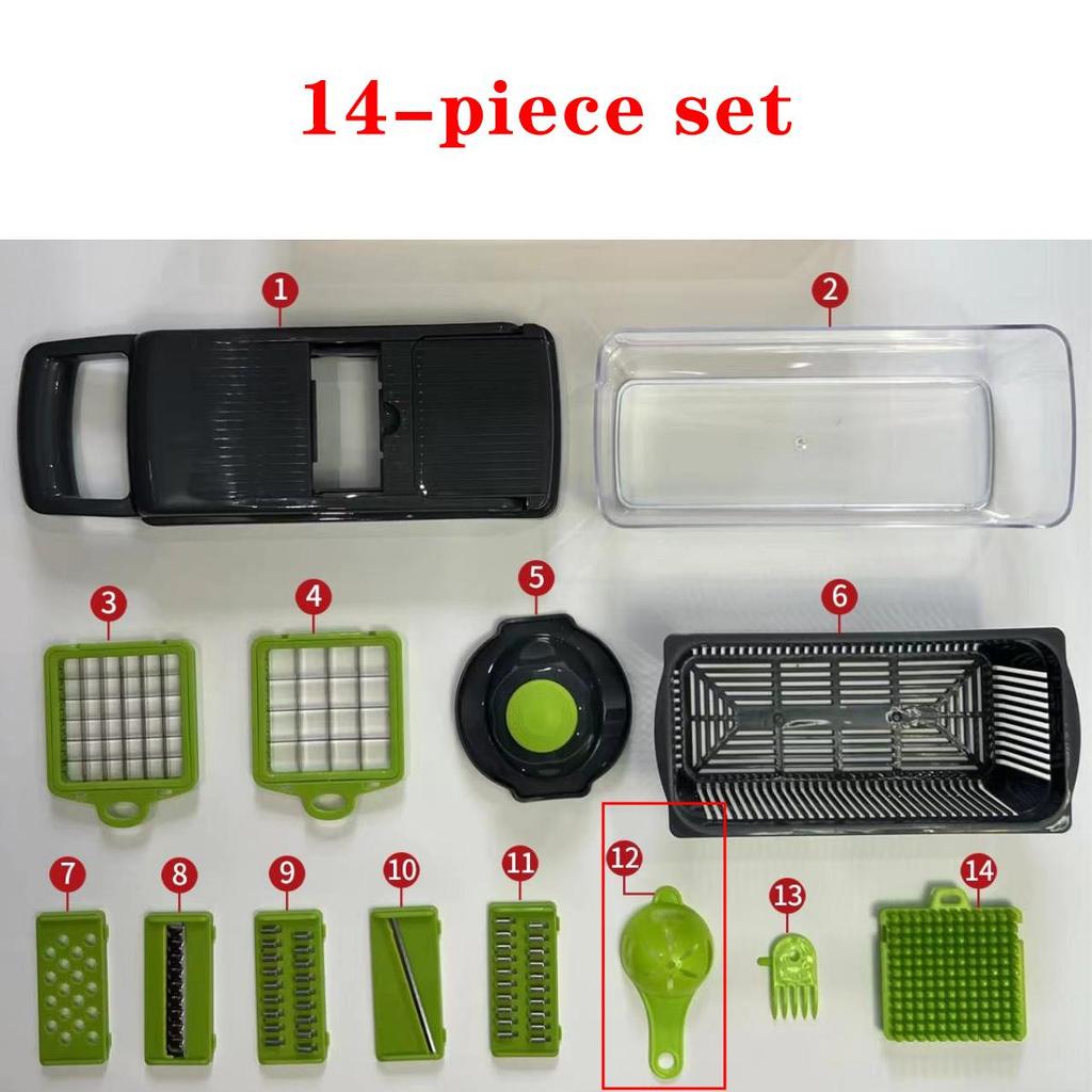 Tagliaverdure e Affettatrice Taglio a Cubetti per Cucina Taglierino Accessori per Cucinare Gadget Cose con Contenitore Protezione per le Mani Cestello Scolare