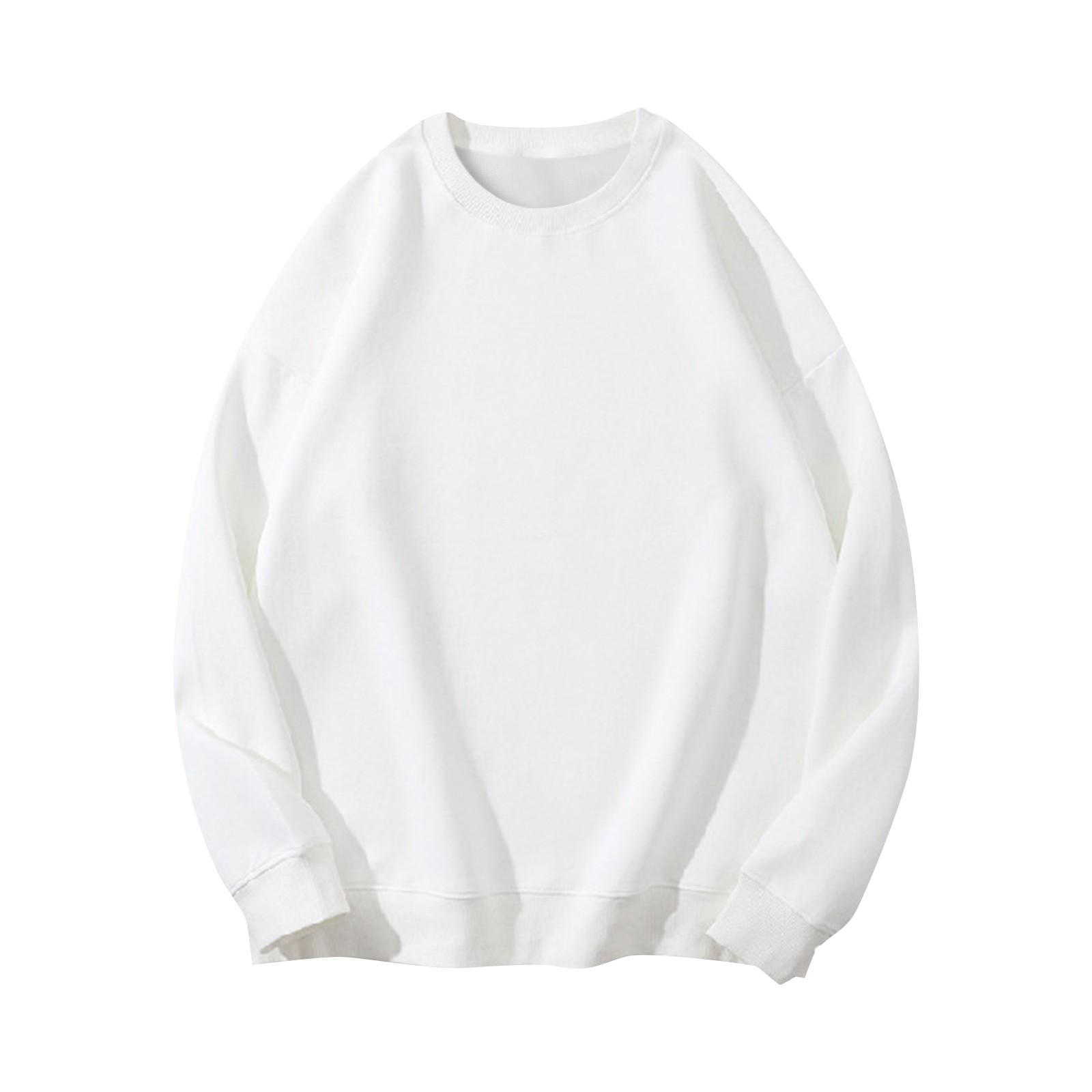 

Толстовка с длинным рукавом для женщин, сплошной цвет, графический повседневный пуловер больших размеров, базовые топы M белый