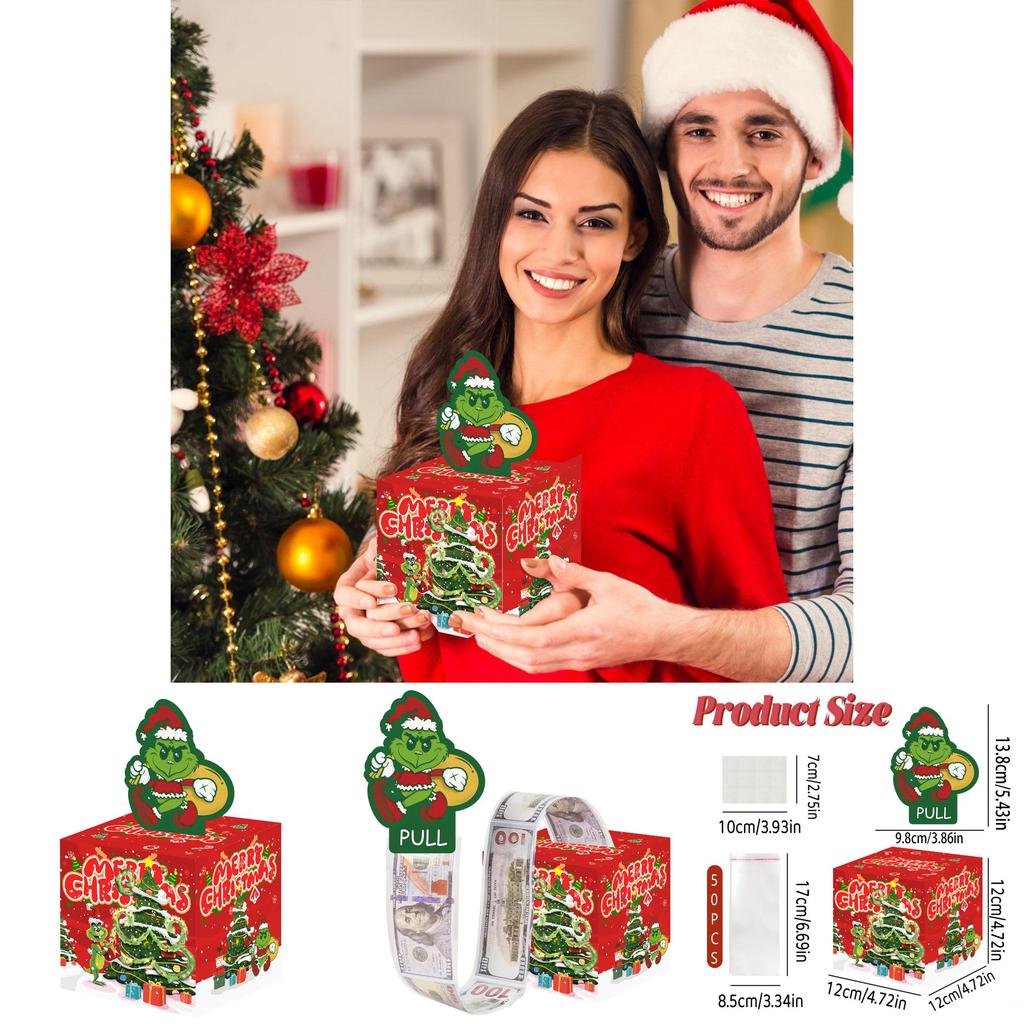 Christmas Party Decor Gift Box With Green Grinch Theme For Holiday Celebrations