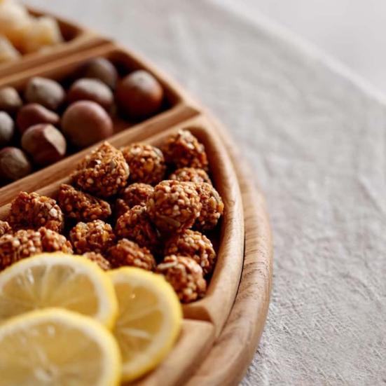 Wood Puzzle Serving Tray with 8 Removable Compartments Cocktail Party Platter for Fruits Cheese Nuts Elegant Kitchen Essential