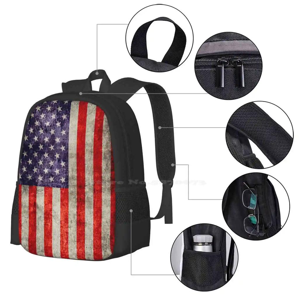 Antique American Flag New Arrivals Unisex Bags Student Bag Backpack American Flag Day July 4th 4th Of July Stars And Stripes