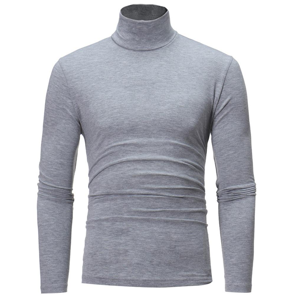 Autumn Winter Men's High Neck T-shirt Slim Fit High Elastic Long Sleeve Men's Clothing Casual Breathable Pullover Bottoming Shirt