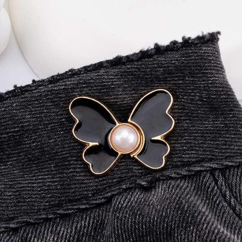 

4 шт. Жемчужные пуговицы-бабочки для джинсов, регулируемые клипсы для брюк, юбок, утяжки талии, пряжки-защелки, регуляторы, булавки для брюк чёрный