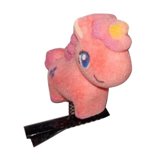 Girl Hair Pin Flocking Cartoon Horse Design Metal Hair Clips Bright Color Decorative Holiday Party Hairpins Hair Accessories