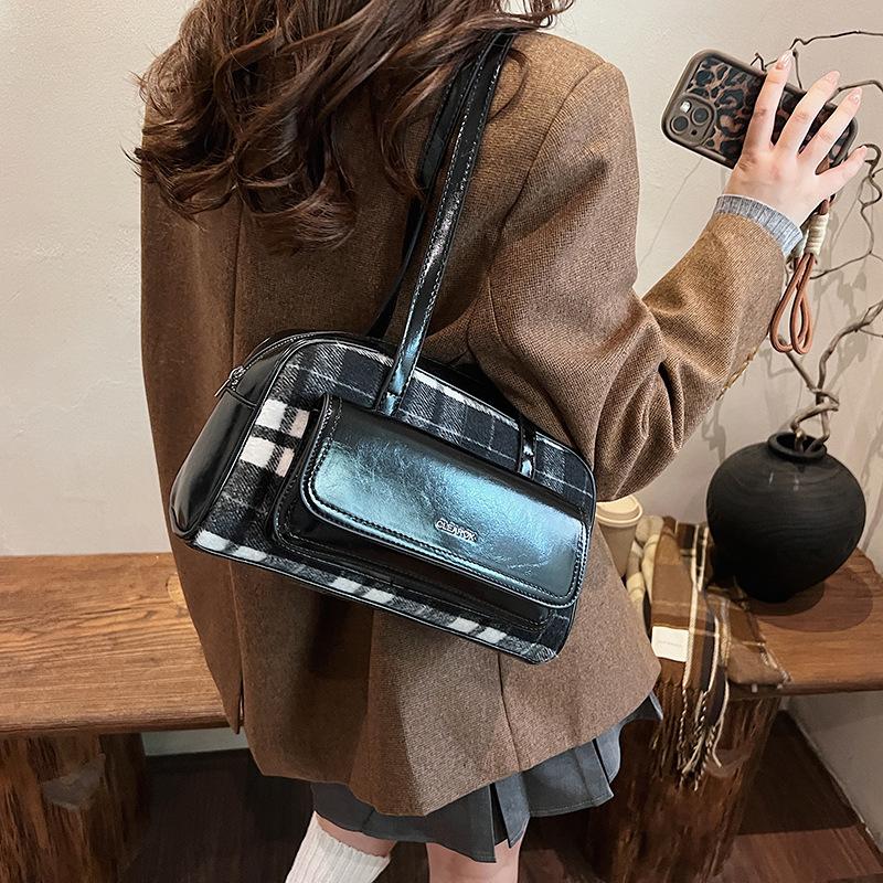 New Year's popular color retro plaid mini lipstick bag texture trend red envelope women's bag oblique span bag