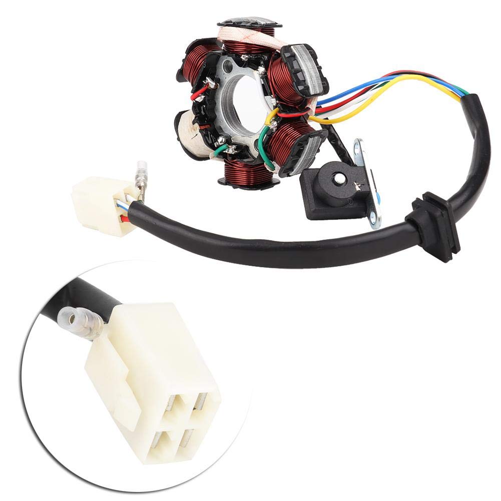 Qiilu Magnetic Stator, 6 Coils 5 Wires Magnetic Stater Coil Fits 50cc 70cc 90cc 110cc 125cc ATV Go Kart