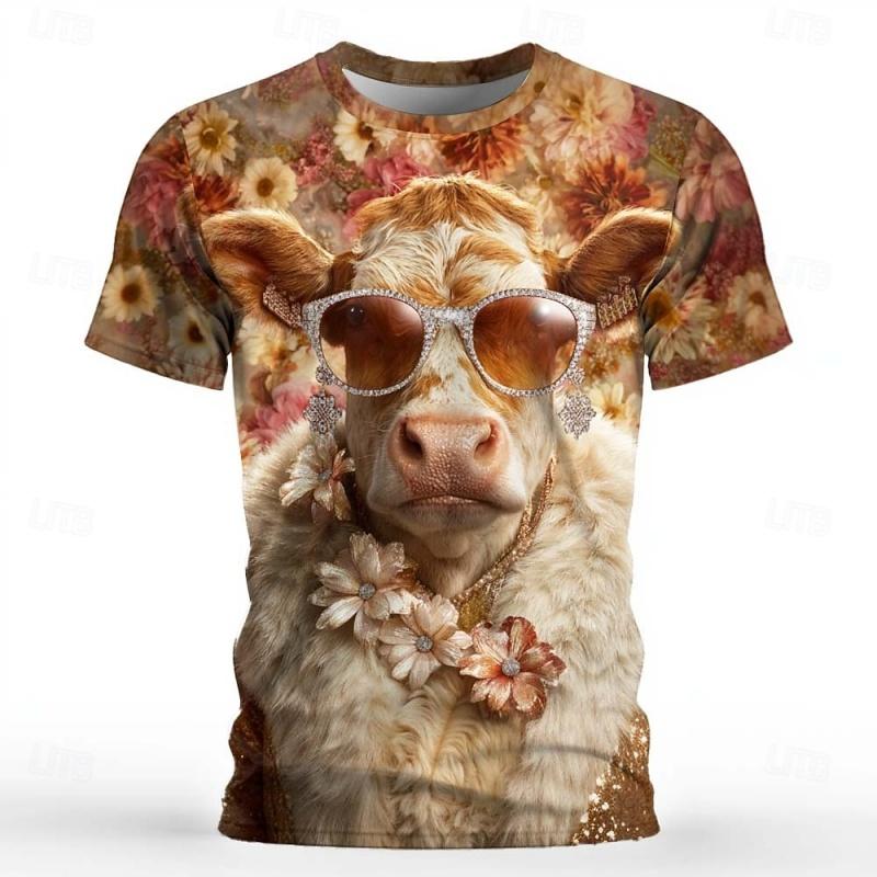 

Abstract Funny Animals Pattern T Shirt For Men Summer Casual O-Neck Tops Outdoor Casual Plus Size Tees Top Women Clothing XXS