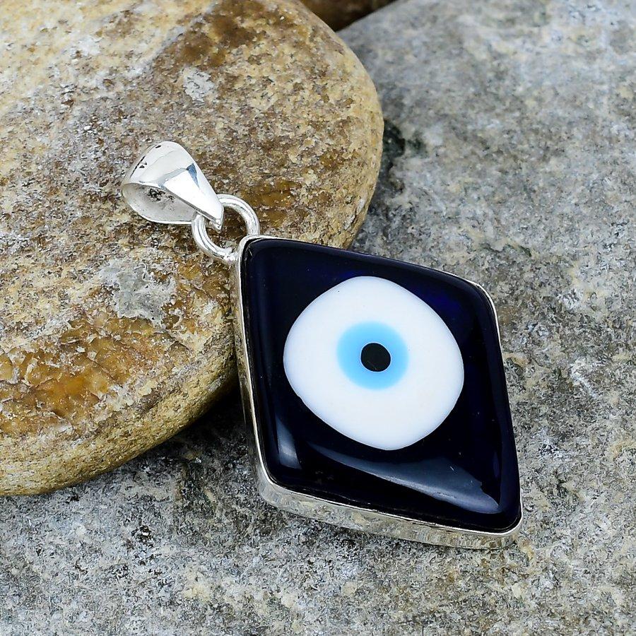 

Blue Evil Eye Gemstone Handmade 925 Sterling Silver Подвеска Свадебный подарок, Изысканная подвеска Ювелирные изделия для нее