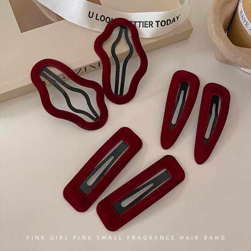 French Retro Red Cloud Waterdrop Hair Clip for Women - 2025 Temperament BB Side Clip Headwear