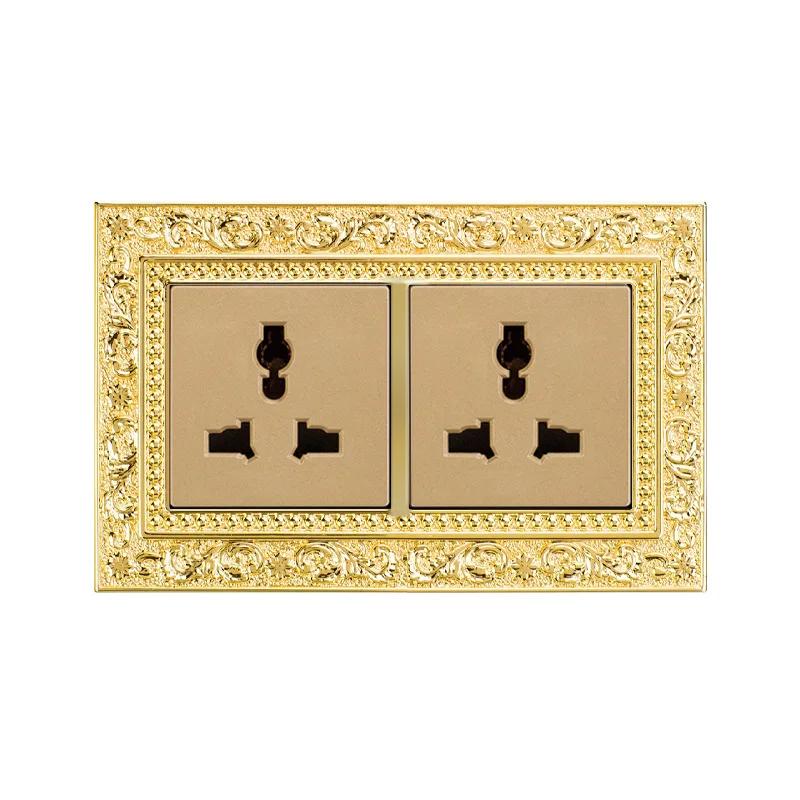 Luxury Vintage Push Button Switch 1/2/3/Gang 2Way,EU France Standard Copper Wall socket,Universal Light Home Switch Power Outlet