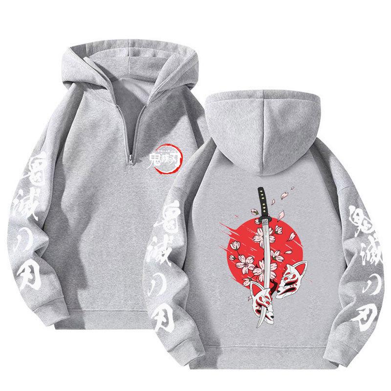 Demon Slayer Harajuku Anime Hoodies Men Kawaii Manga Graphic Zipper Coats Kimetsu No Yaiba Cartoon Printed Streetwear Sweatshirts Unisex Pullover Tops