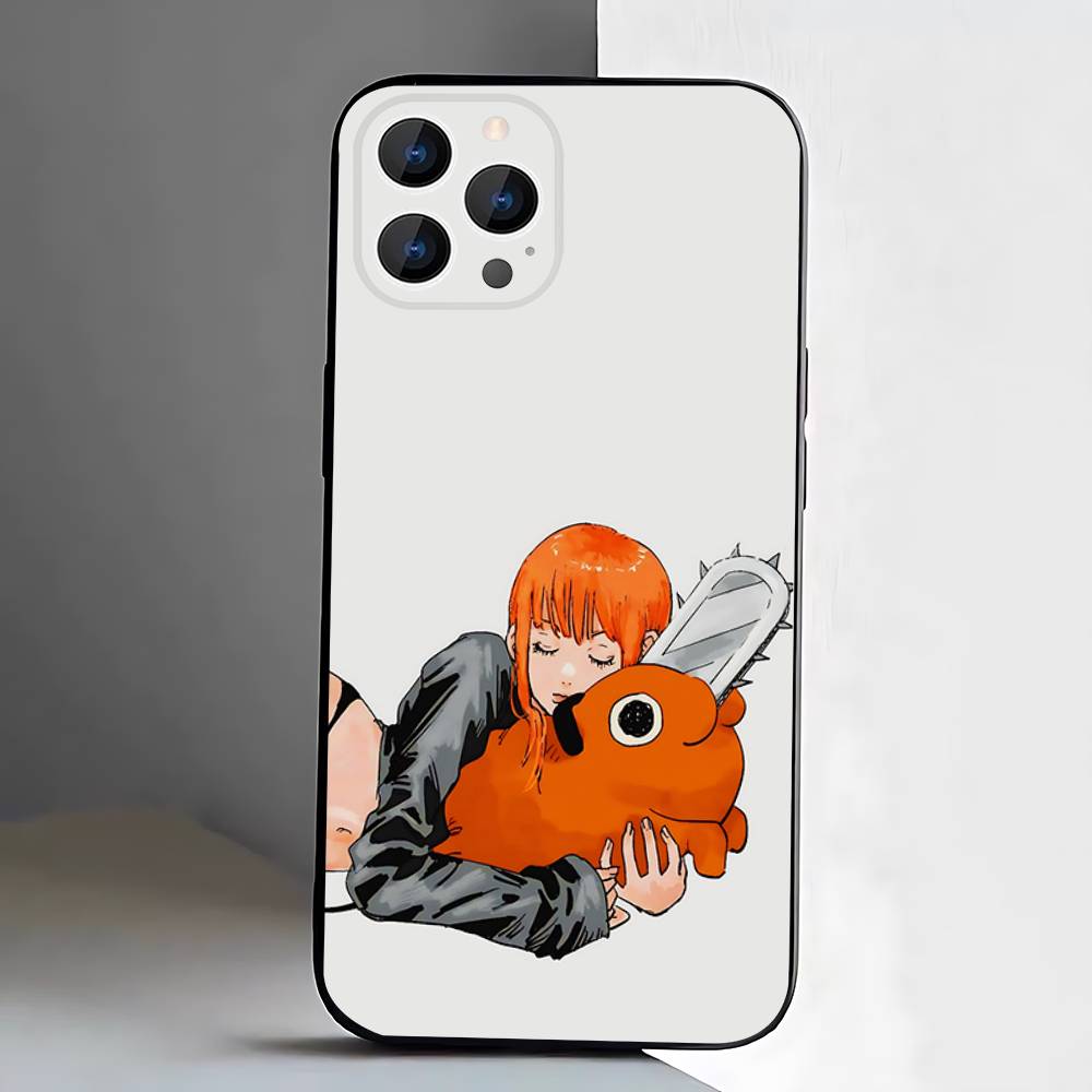 Anime C-Chainsaw Man Phone Case For iPhone 17,16,15,14,13,12,Pro,Max,Plus,E,SE4,Air,Mini Black Soft Box