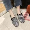 Sequins Round Toe Slip-on Women's Flat Shoes 2025 Summer Trend Social Chic and Elegant Low Price 39 Ladies Footwear Promotion