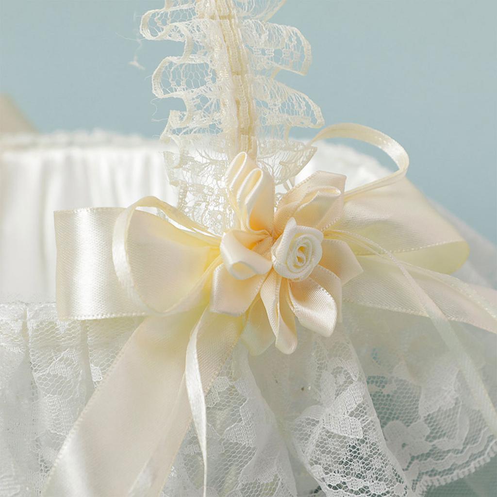 Wedding Flower Girl Basket Wedding Ceremony Decoration White Flower Girl Basket Lightweight for Wedding Reception Table