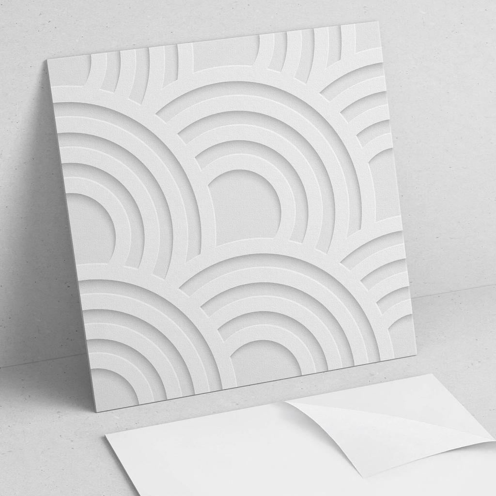 Self-Adhesive Vinyl Tiles With Printed Wavy Patterns On Background 4X50X50 Cm