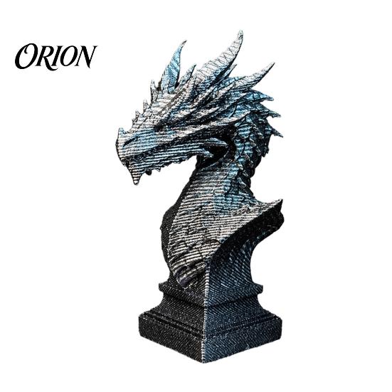 Medieval Style Decoration 3D Printed Ancient Dragon Bust Sculpture, Realistic Scales & Spikes, One-piece Molding Decor with Multiple Retro Patina