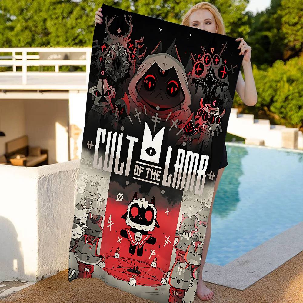 Game Cult Of The Lamb Microfiber Blanket Quick Drying Beach Towels Oversized Printing Super Absorbent Pool Towel Blanket